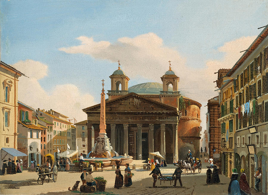 A View of the Pantheon in Rome Painting by Giuseppe Canella