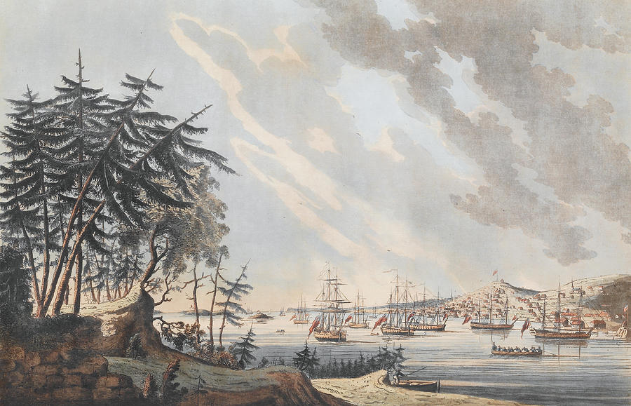 Boat Painting - A View of the Town and Harbour of Halifax from Dartmouth Shore by Joseph Frederick Wallet DesBarres