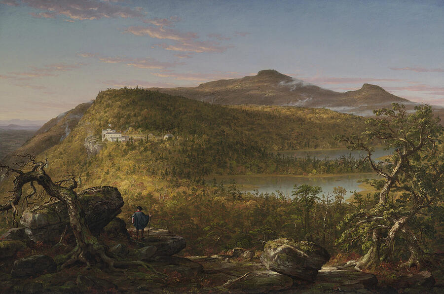 A View of the Two Lakes and Mountain House Catskill Mountains Morning, from 1844 Painting by Thomas Cole