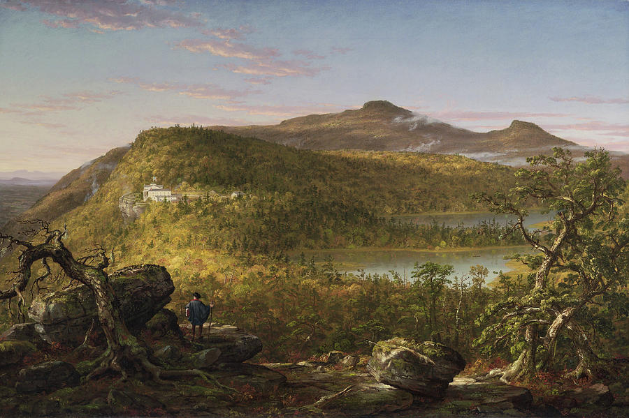 Thomas Cole Painting - A View of the Two Lakes and Mountain House, Morning by Thomas Cole