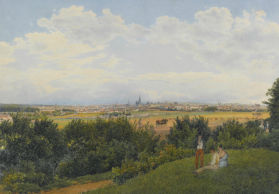 A View of Vienna From the Prater with Figures In the Foreground Painting by Rudolf von Alt
