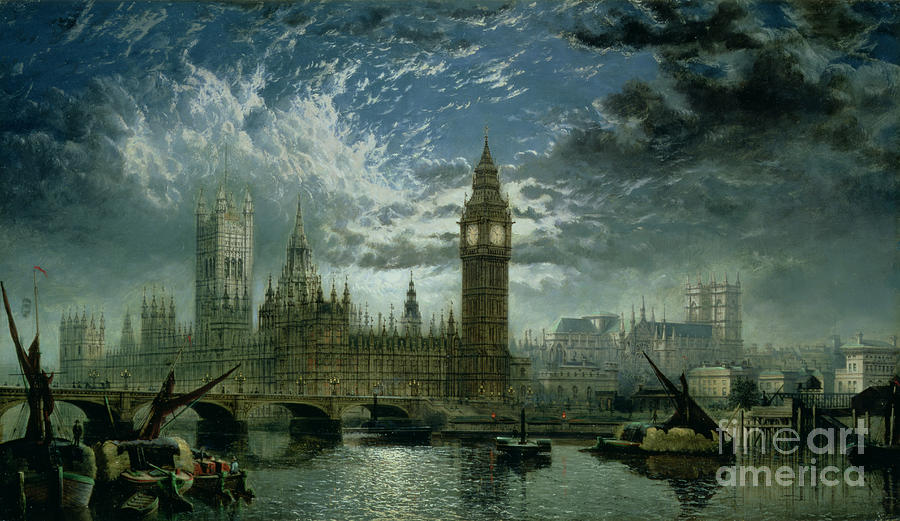 A View of Westminster Abbey and the Houses of Parliament Painting by John MacVicar Anderson