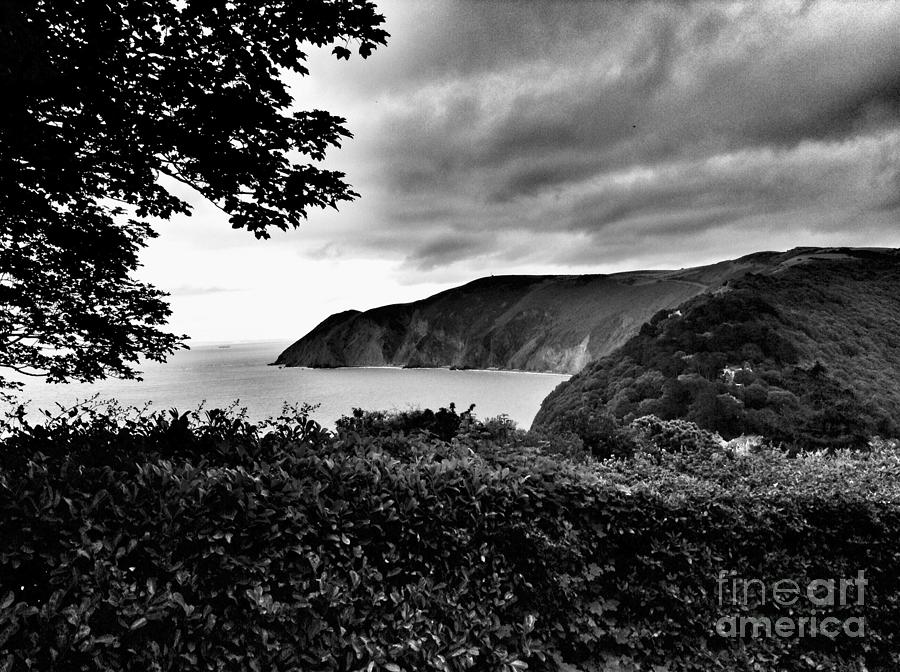 A view over Lynmouth in Monochrome Photograph by Joan-Violet Stretch