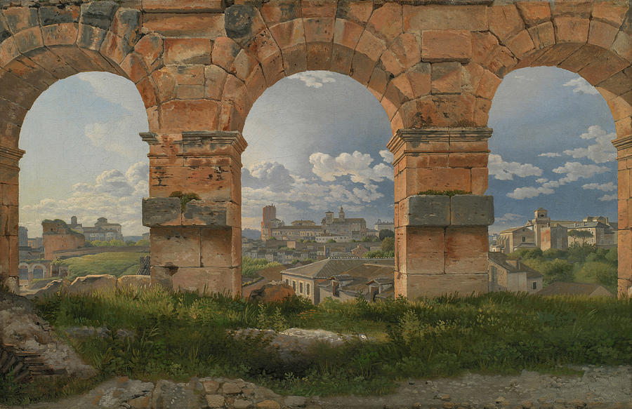 A View through Three Arches of the Third Storey of the Colosseum Painting by Christoffer Wilhelm Eckersberg