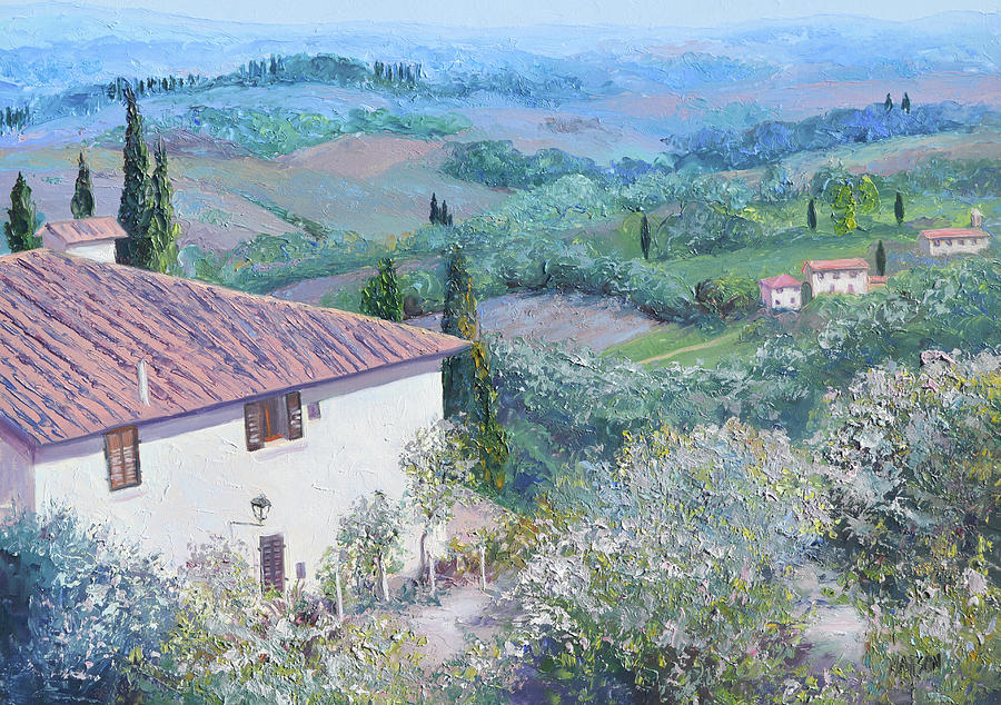 A Villa in Tuscany Painting by Jan Matson