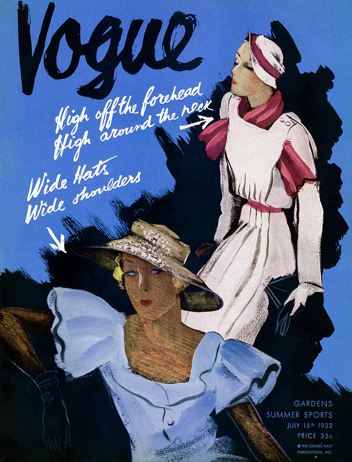 A Vintage Vogue Magazine Cover Of Two Woman Photograph by William Bolin