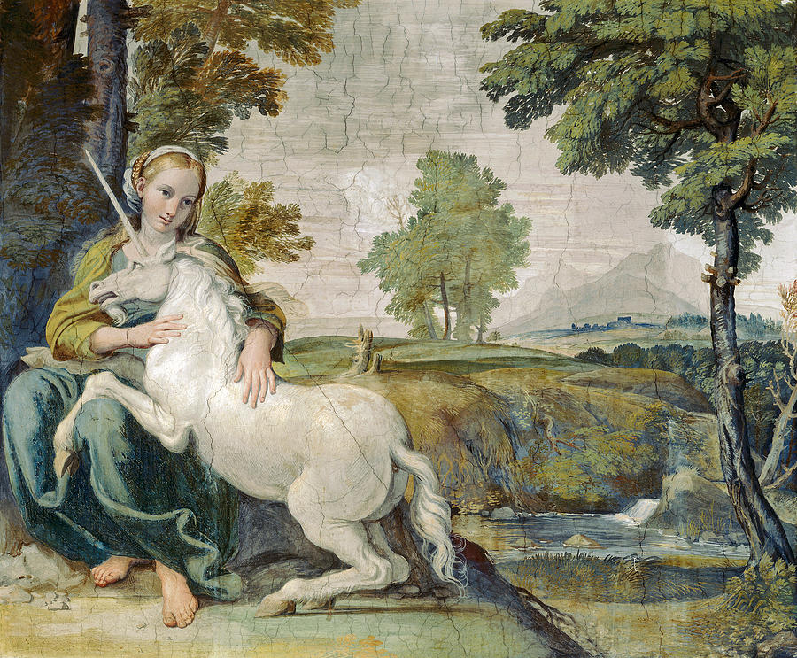 A Virgin with a Unicorn Painting by Domenichino