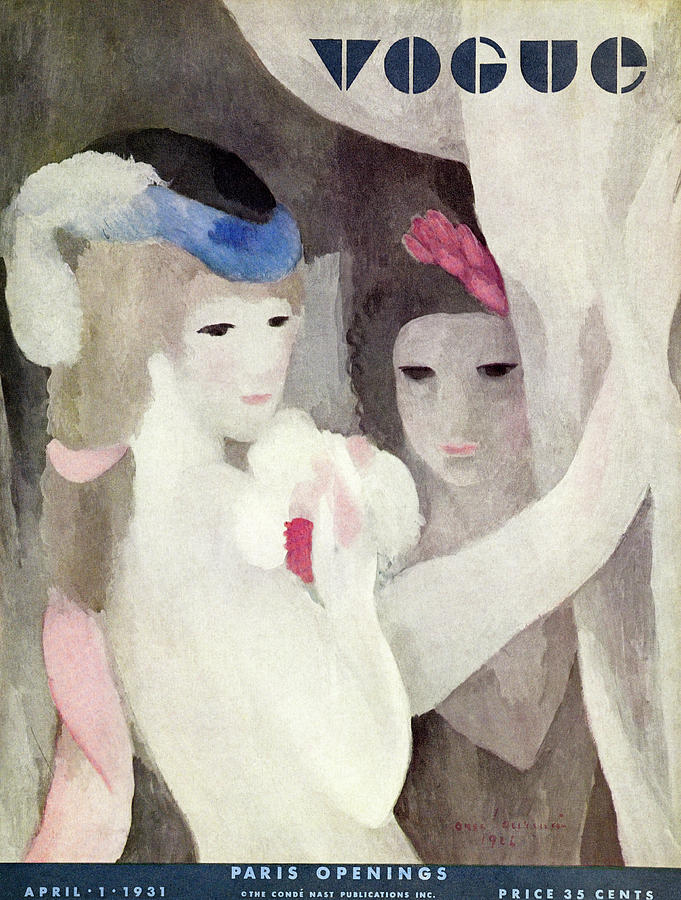 Vintage Photograph - A Vogue Cover Of A Pastel Drawing Of Two Women by Marie Laurencin