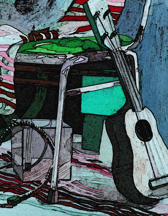 Guitar Still Life Painting - A W by Roro Rop