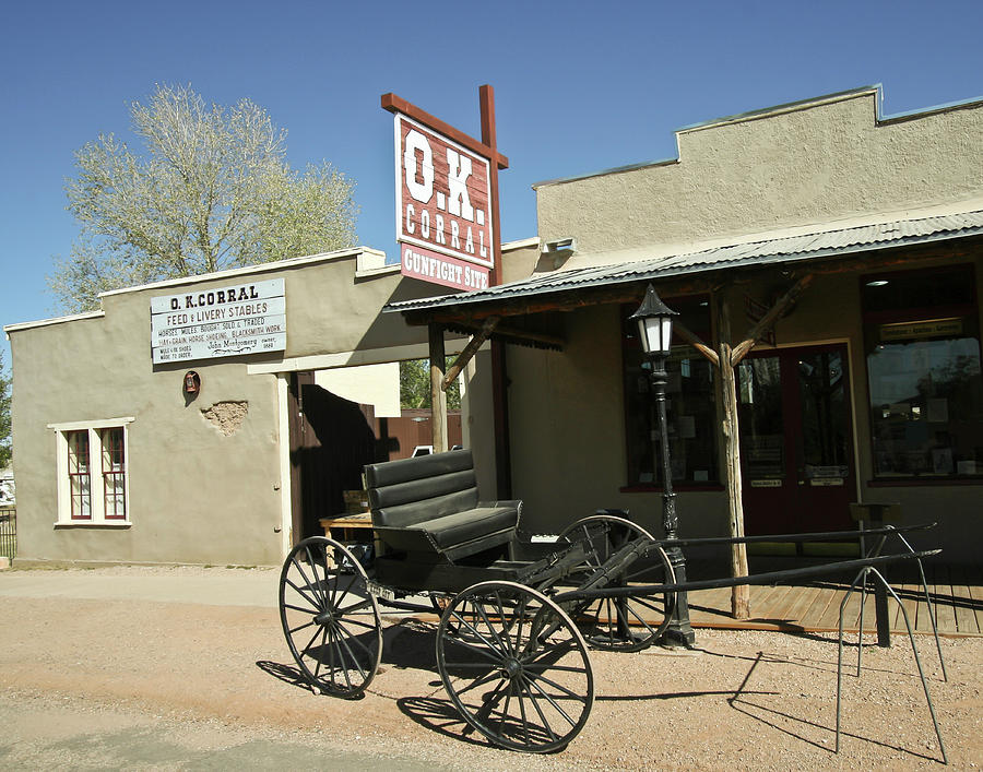 A Wagon At The O.k. Corral, Tombstone, Az, Usa Photograph