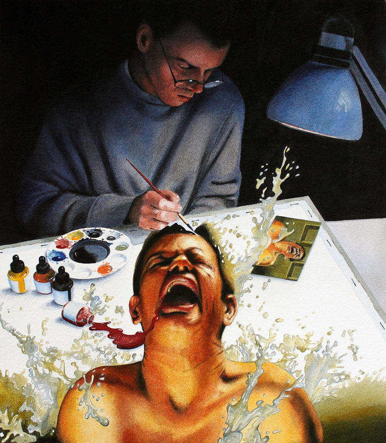 Self Portrait Painting - A Waking Nightmare by Denny Bond