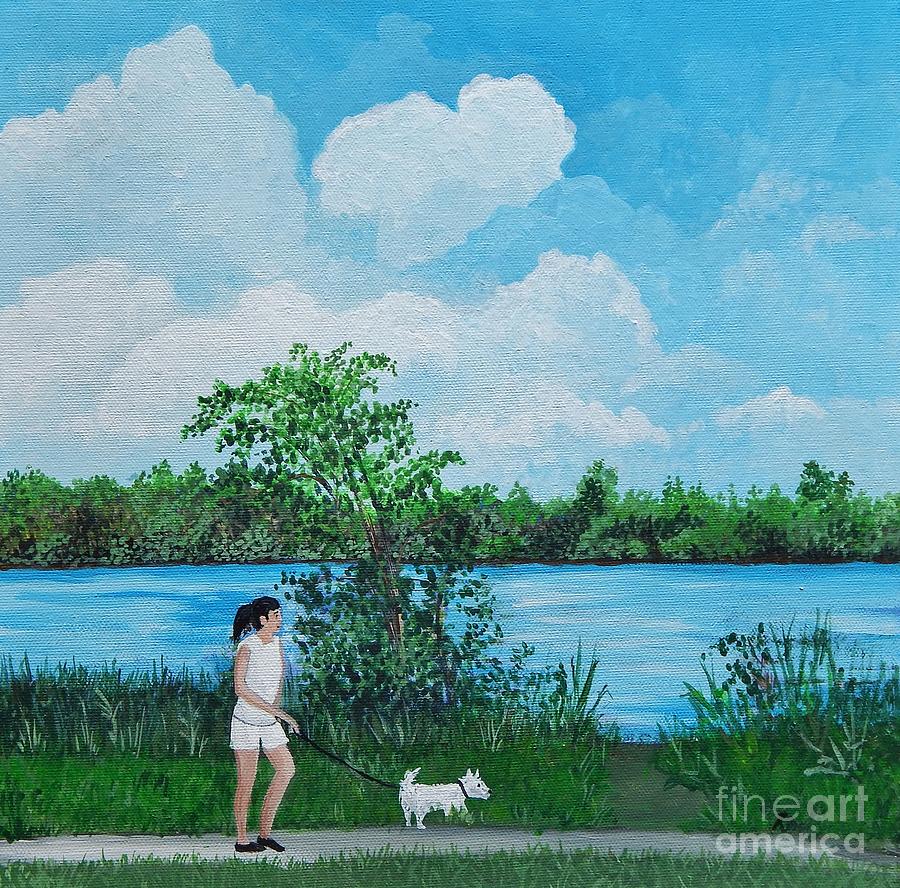 A Walk Along the River Painting by Reb Frost