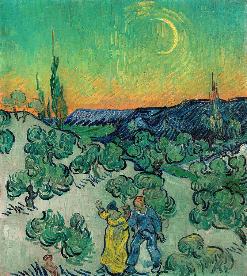 Vincent Van Gogh Painting - A Walk at Twilight by Vincent van Gogh