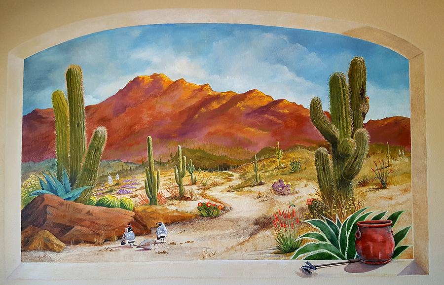 A Walk In The Desert Wall Mural Painting by Marilyn Smith