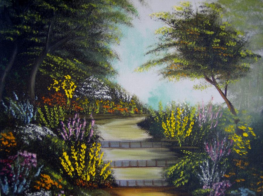 A Walk in the Garden Painting by Debra Campbell