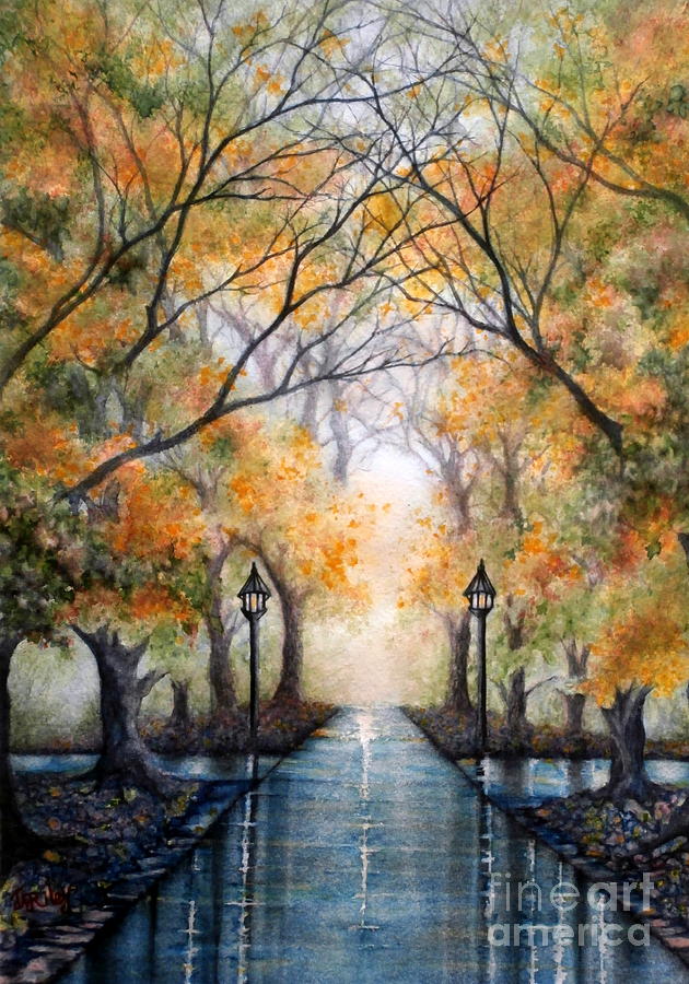 A Walk in the Park - Autumn Painting by Janine Riley
