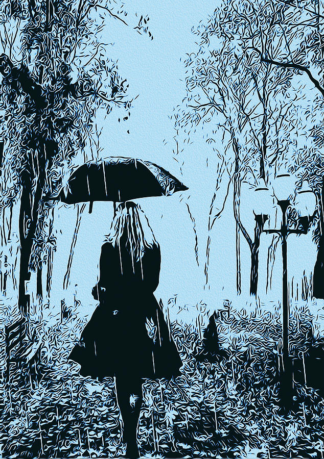 A walk in the rain Digital Art by AM FineArtPrints