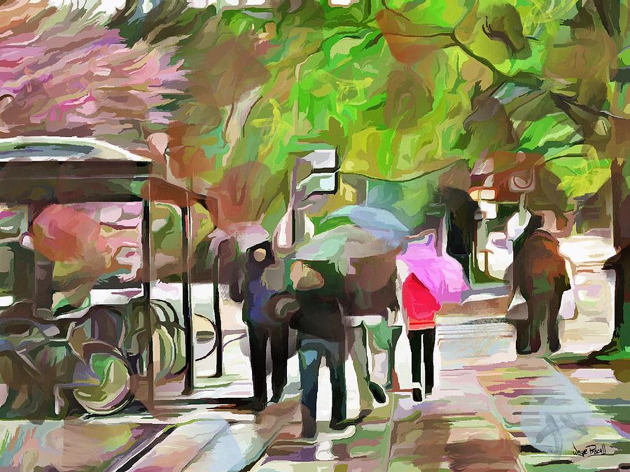 A Walk in The Rain Painting by Wayne Pascall