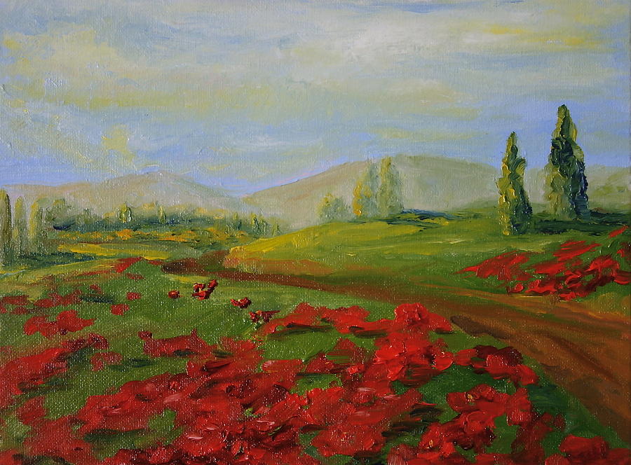 Poppy Painting - a walk in Tuscany by Martha Layton Smith