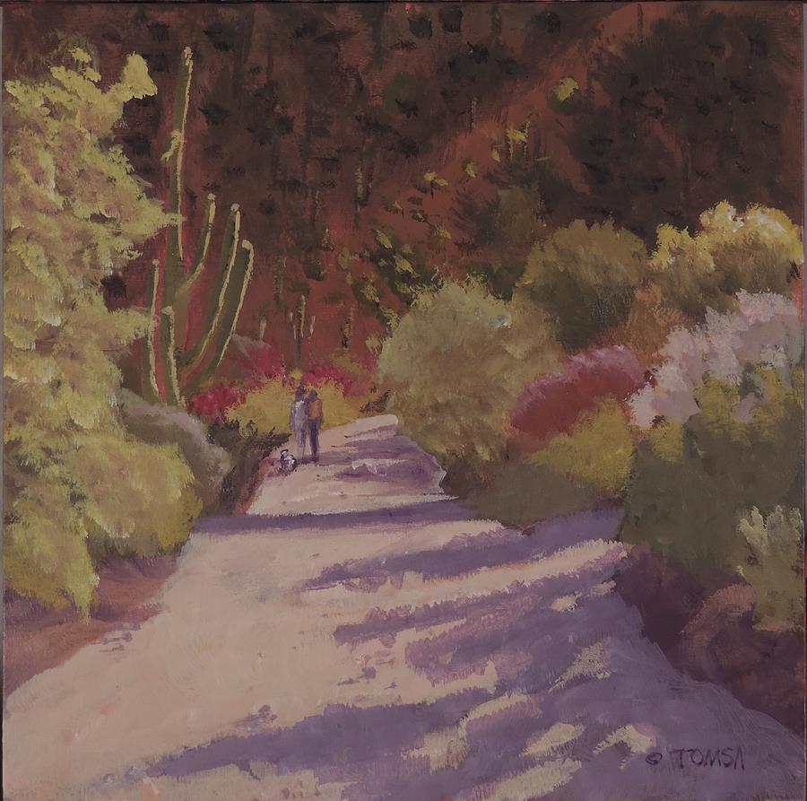A Walk  on a  Sonoran Desert  Road   Painting by Bill Tomsa