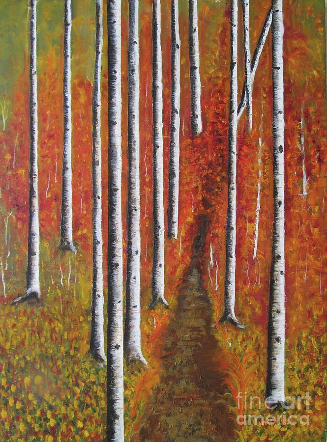 A Walk Through The Birches Painting by Anthony Morretta