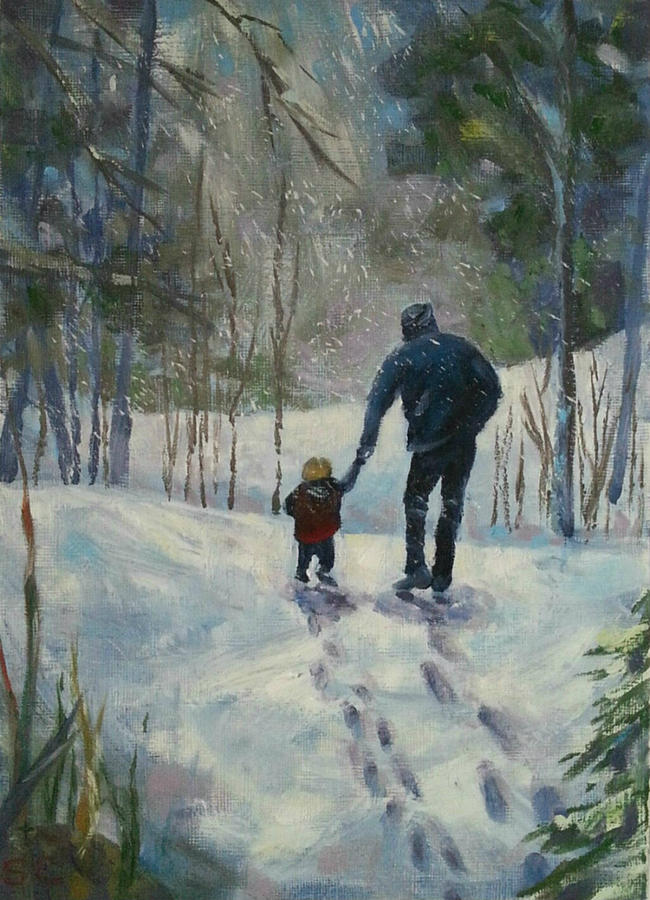 A Walk Thru the Winter Woods Painting by Sharon Casavant