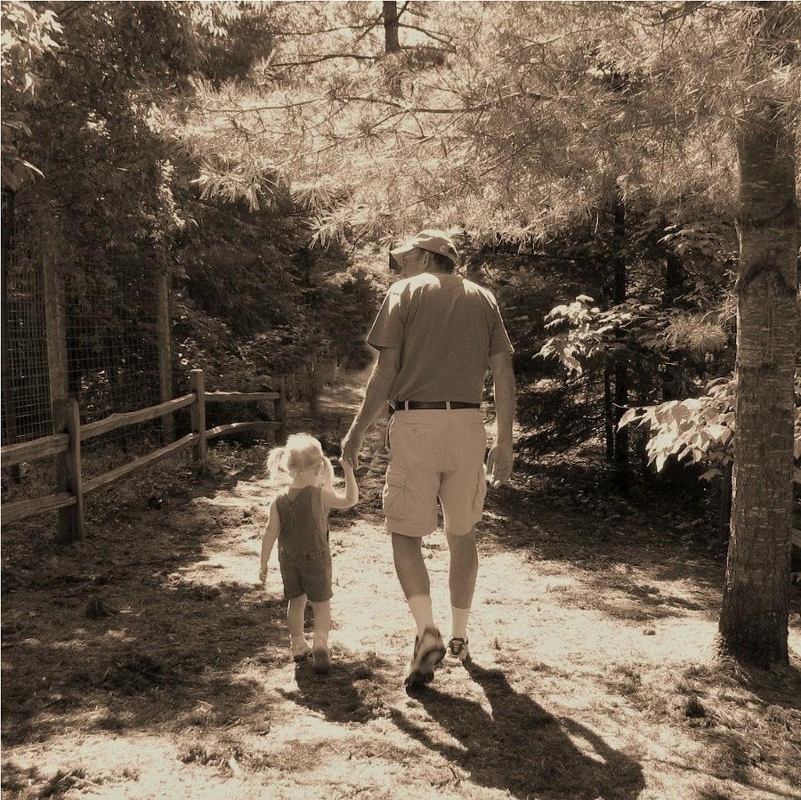 Nature Photograph - A Walk with Papa by Laurianne Nash