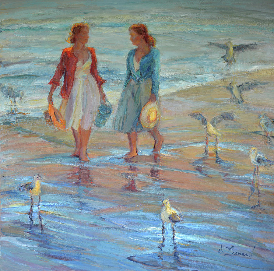 A Walk With The Seagulls Painting by Diane Leonard
