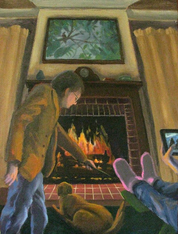 A Warm Fire Painting by Don Morgan
