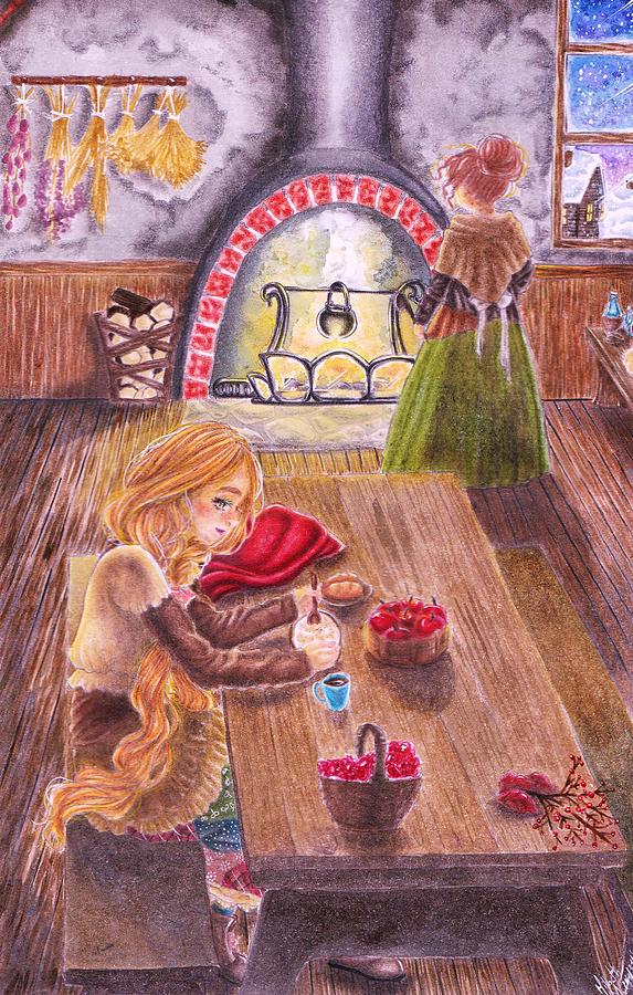 Winter Drawing - A warm home by Milbeth Morillo
