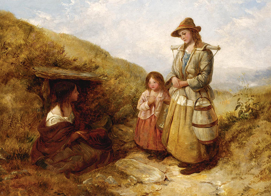 A Wayside Chat Painting by Edward John Cobbett