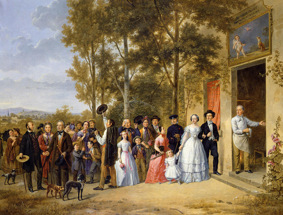 A Wedding at the Coeur Volant Painting by French School