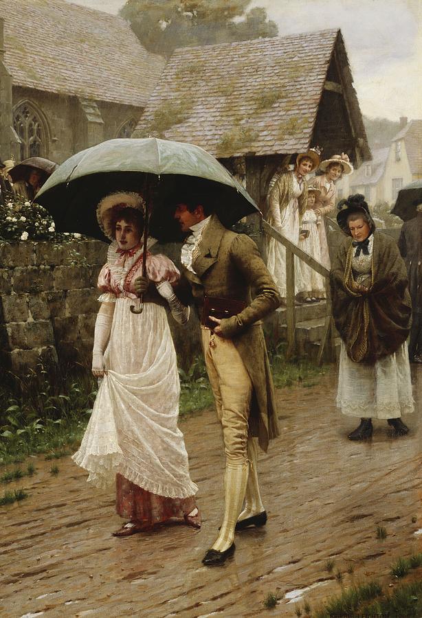 Edmund Blair Leighton Painting - A Wet Sunday Morning by Edmund Blair Leighton