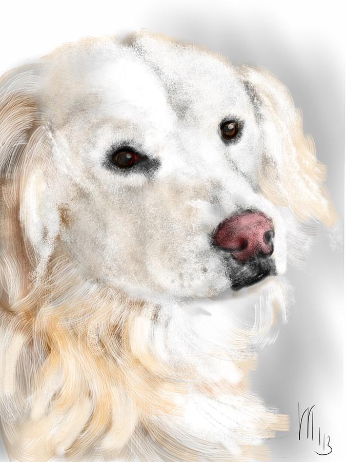 A White Golden Retriever Painting by Lois Ivancin Tavaf