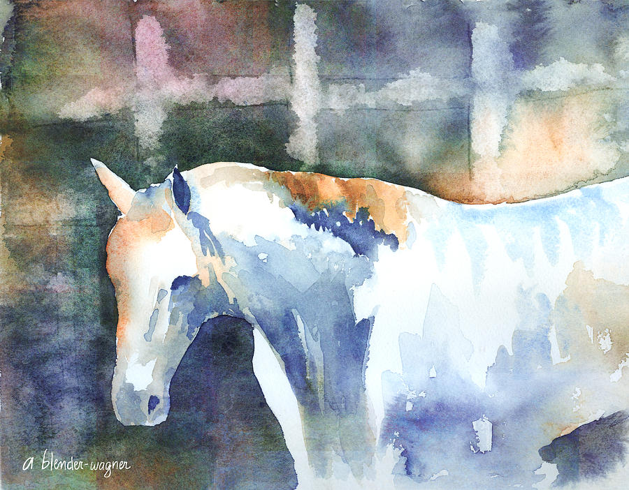 A White Horse Painting by Arline Wagner