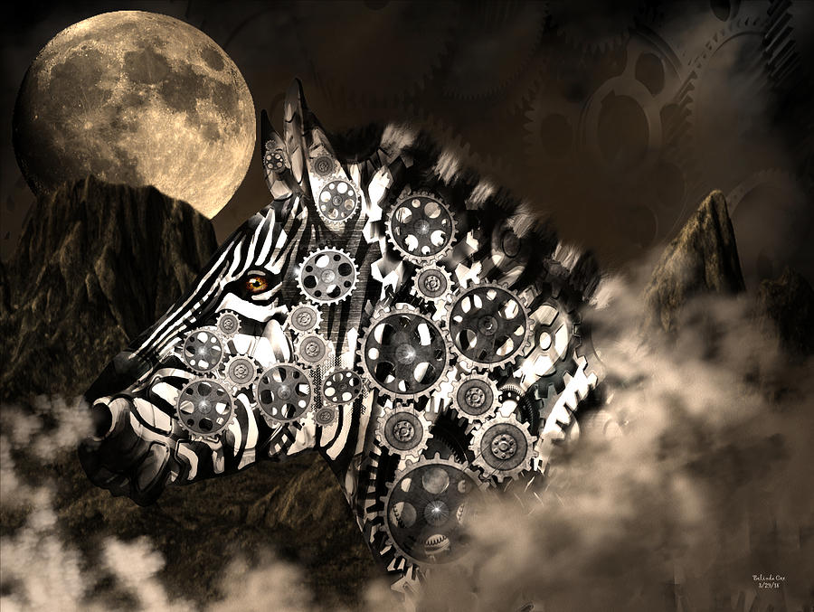 A Wild Steampunk Zebra Digital Art by Artful Oasis