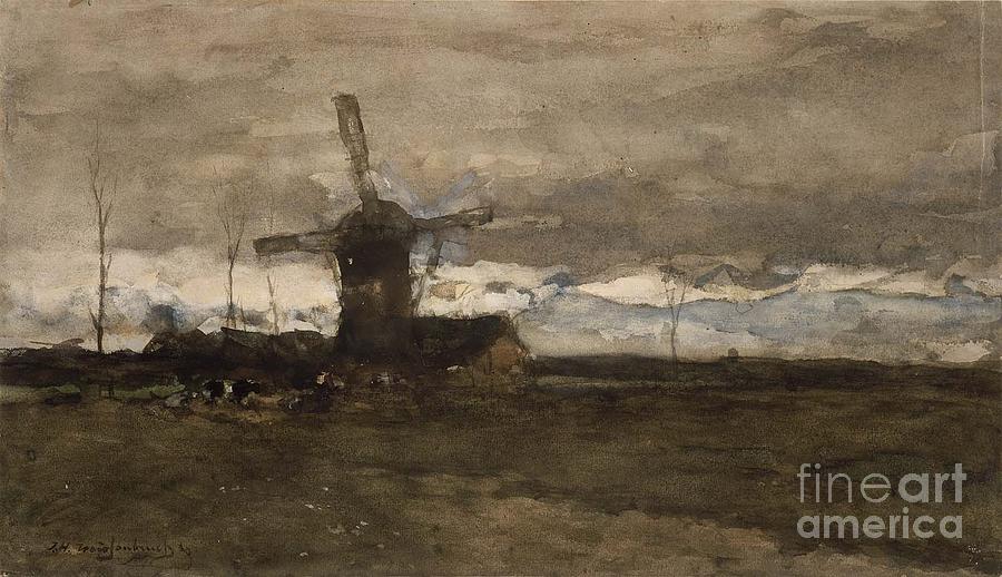 A Windmill in Holland Moulin Painting by Celestial Images