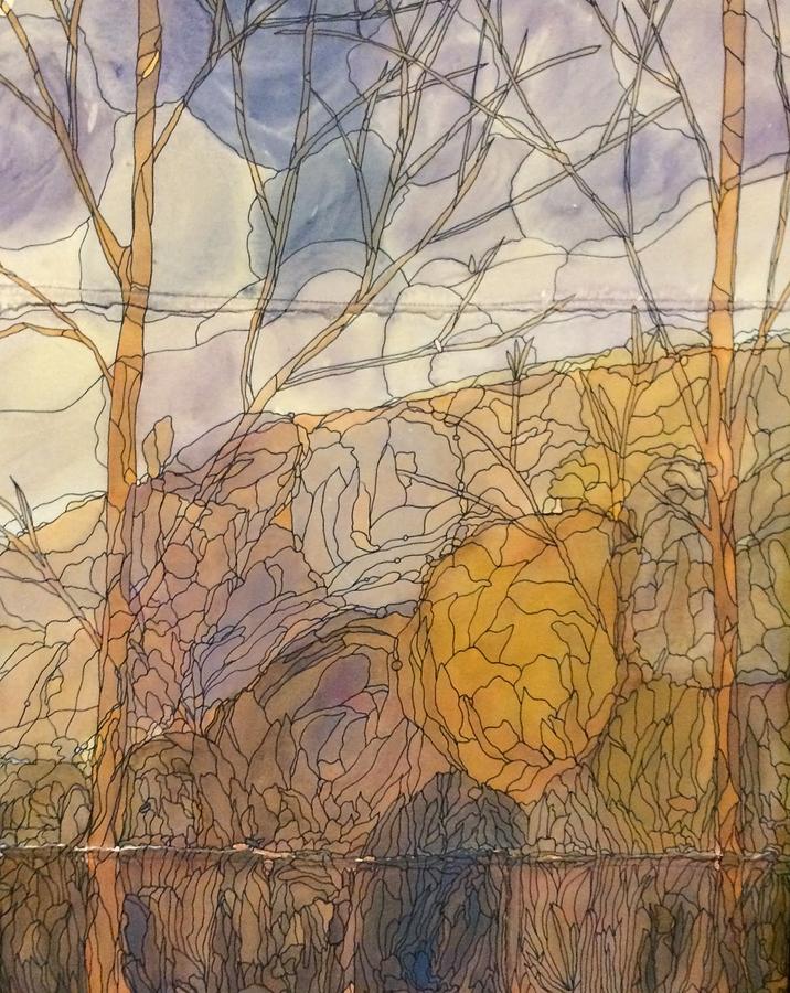 Forest Painting - A Windy Winter Day by Katie Ree Forest Painting - A Windy Winter Day by Katie Ree