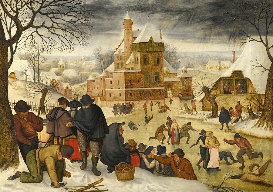 A Winter Landscape with Skaters Painting by Pieter Brueghel the Younger