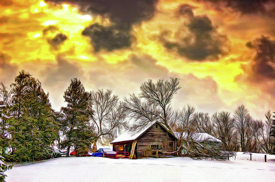A Winter Sky - Paint 2 Photograph by Steve Harrington