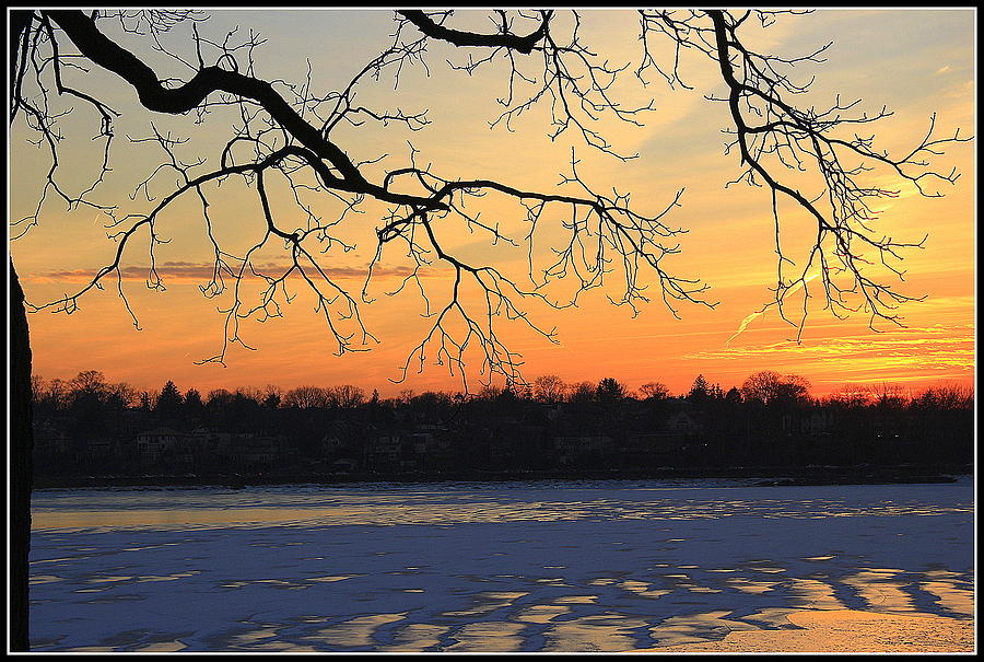 Nature Photograph - A Winter Sunset - Douglaston on the Bay by Dora Sofia Caputo