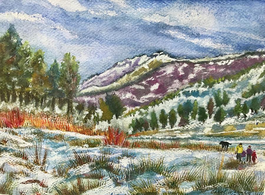 Mountain Painting - A Winter Walk iin Colorado by Carol Warner