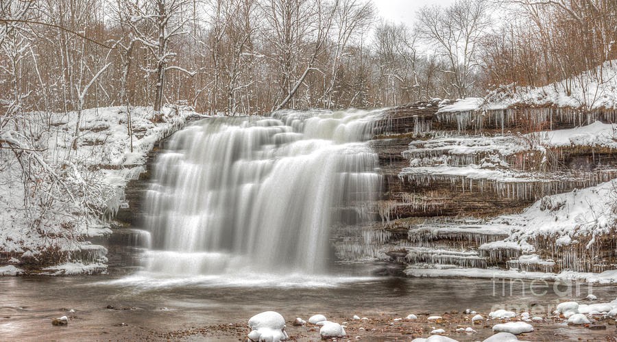 A Winter Waterfall - Color Photograph by Rod Best