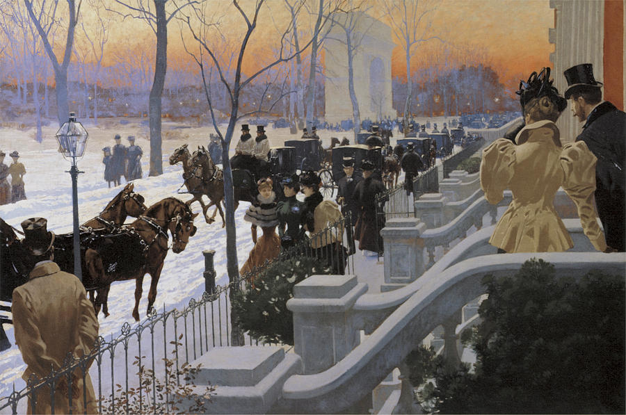 A Winter Wedding Washington Square Painting by Fernand Lungren