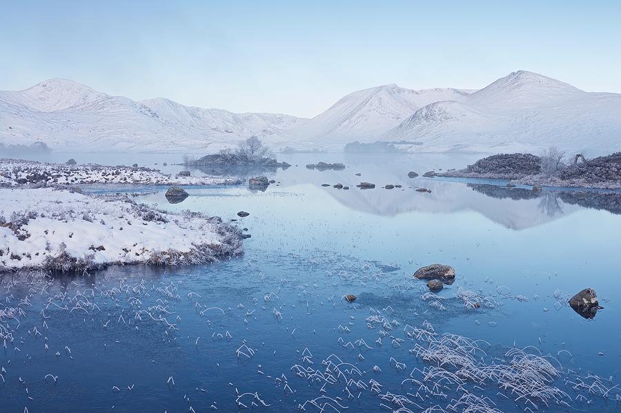 A winters mist on Rannoch Moor Photograph by Stephen Taylor