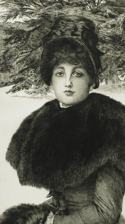 A Winters Walk Drawing by James Jacques Joseph Tissot