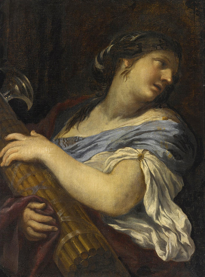 A Woman half length holding a Fasces Painting by Ciro Ferri