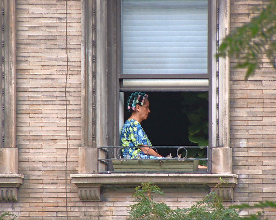 A Woman in Curlers in a Second Floor Window Photograph by Stan  Magnan