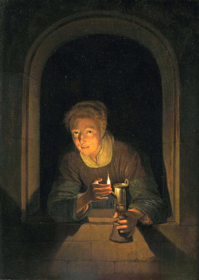 Famous Paintings Painting - A Woman playing a Clavichord by Gerrit Dou
