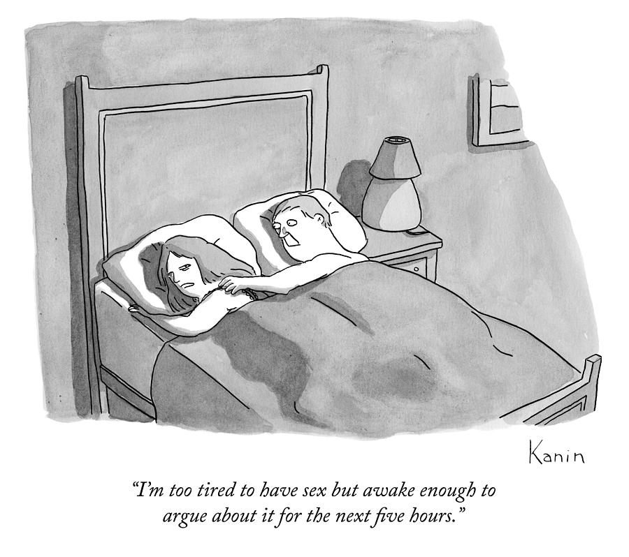 A Woman Speaks To Her Husband In Bed Drawing by Zachary Kanin